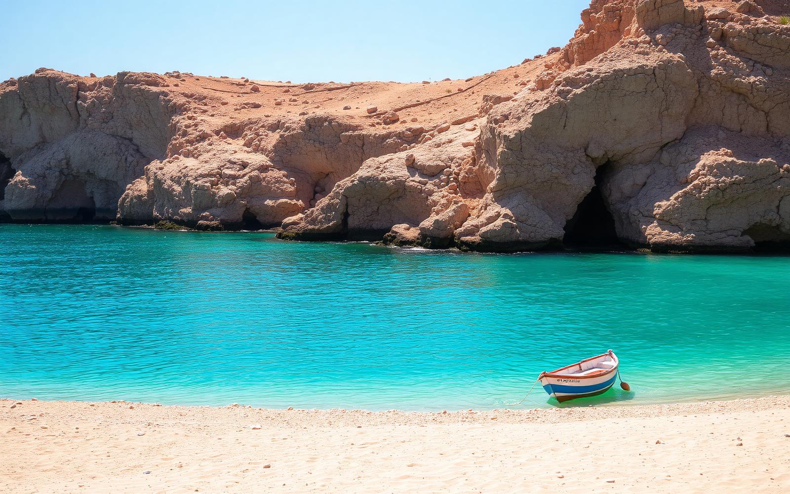 Empty turquoise cove on the Tunisian coast
